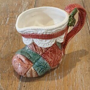 Fitz & Floyd Christmas Quilt Stocking Creamer 1992 Mint Condition Collectible